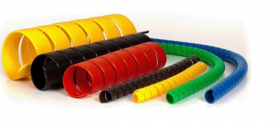 Пластиковая спиральная защита - черная / желтая 100 -125 ( пучки рукавов и эл.кабель) 