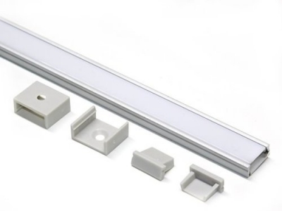 Профиль прямой для диодной ленты (матовый экран + заглушки)