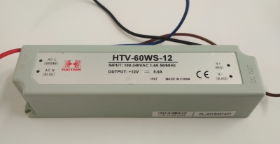 Блок питания HAITAIK - 60W 12V 5A IP67 пластиковый корпус